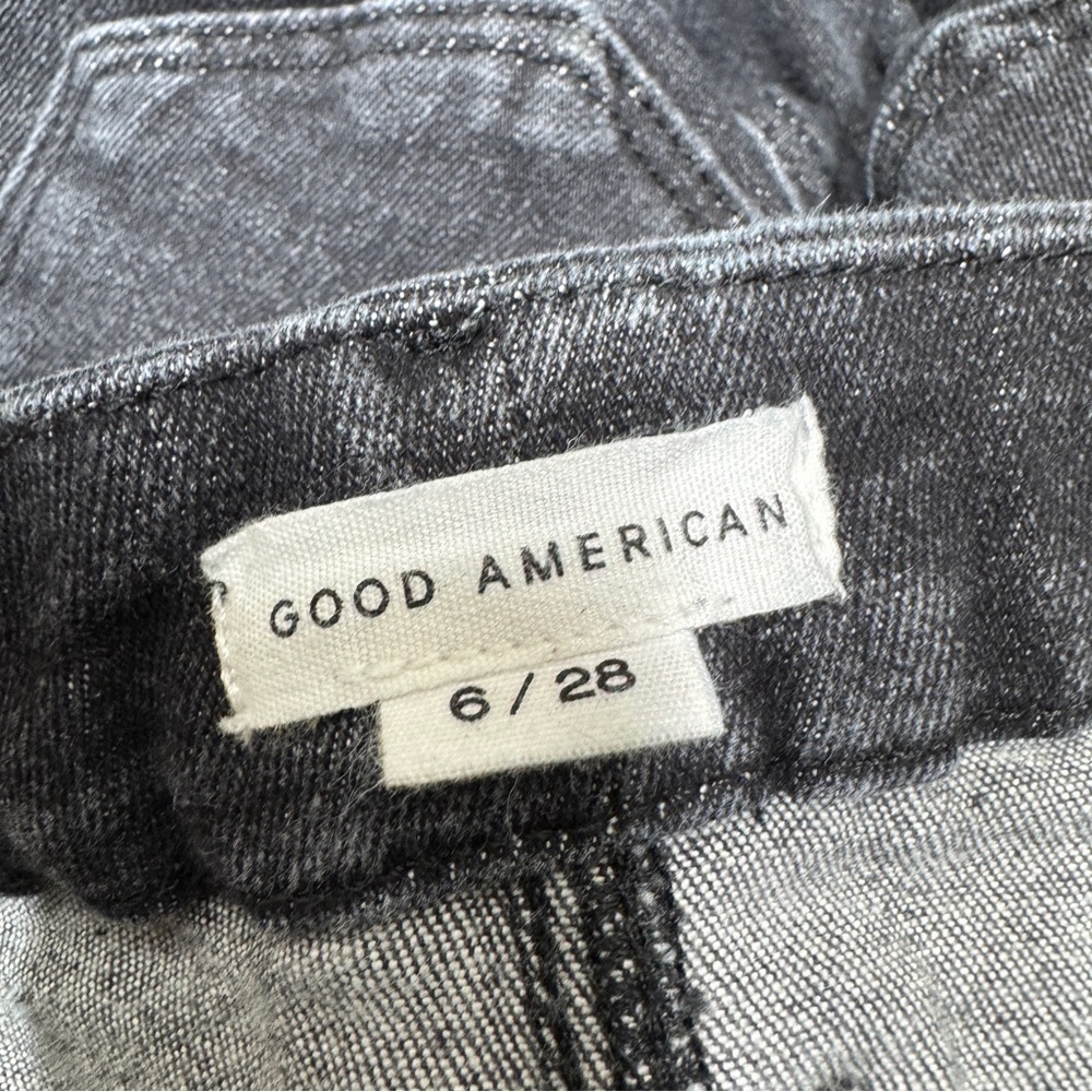 {Good American} "Good Legs Skinny Raw Hem" Black Stretch Denim Jeans - Picture 4 of 6